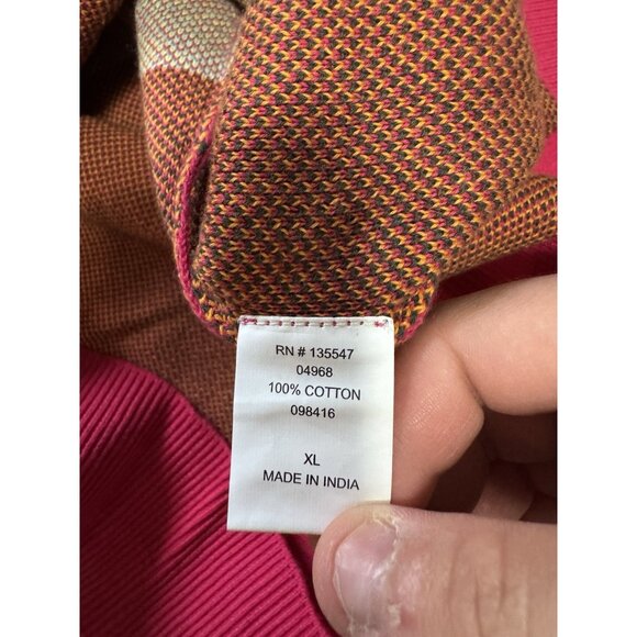 Time For Me Cardigan Women Sweater Sz XL Button Down Aztec Cotton Knit Colorful - Picture 10 of 12